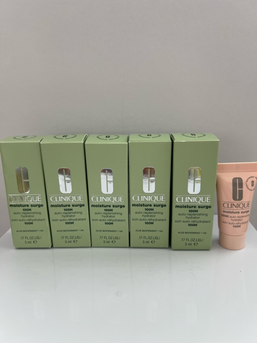 5 pcs x Clinique Moisture Surge 100H Auto-Replenising Hydrator 5ml/5ml each, NIB